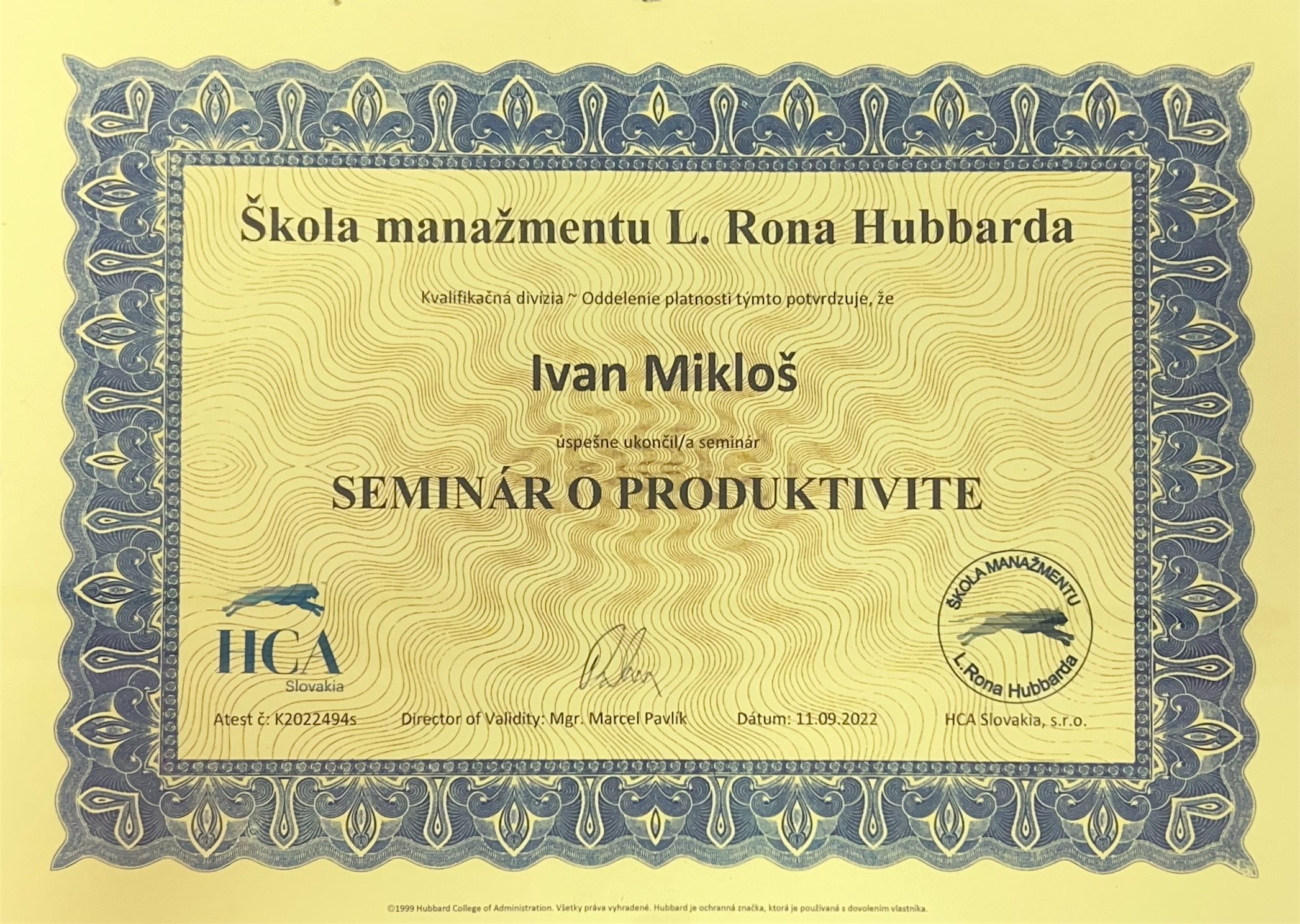 Certifikát 3